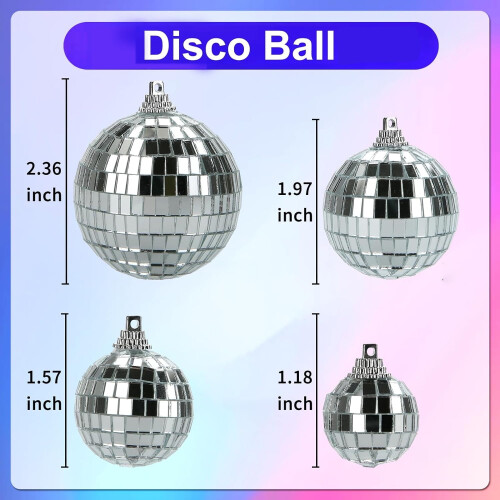 Hanging Mirror Disco Balls Silver 18 pcs 1.97in 2.36in 1