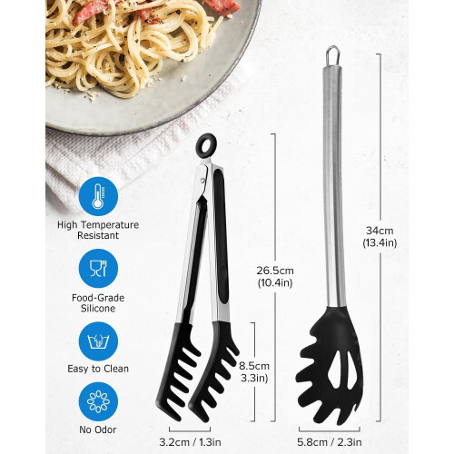 GoXteam Spaghetti Spoon Set Silicone Heat Resistant 2 Pieces 1