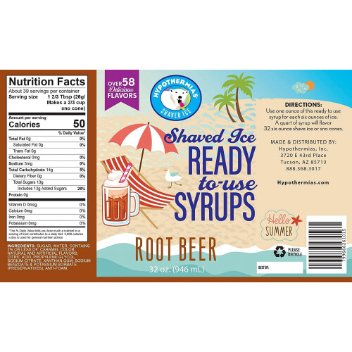 Root Shaved Ice Syrup Quart 32 fl oz Non-GMO Pure Cane Sugar 2
