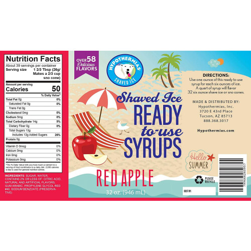 Shaved Ice Syrup Red BPA-Free Plastic Bottle 32 fl oz 1