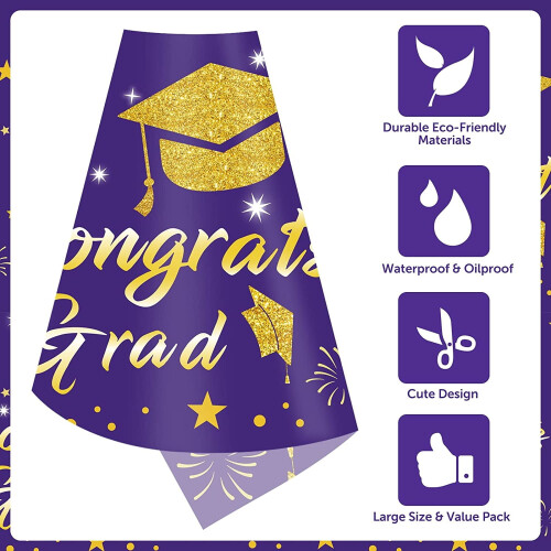 Graduation tablecloth purple gold 54" x 108" 3 pack 1