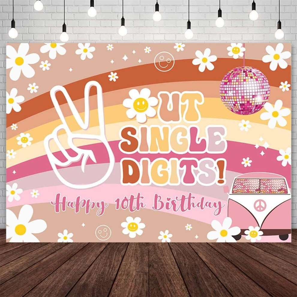 Happy 10Th Birthday Backdrop Boho Rainbow Floral Banner 946140719047