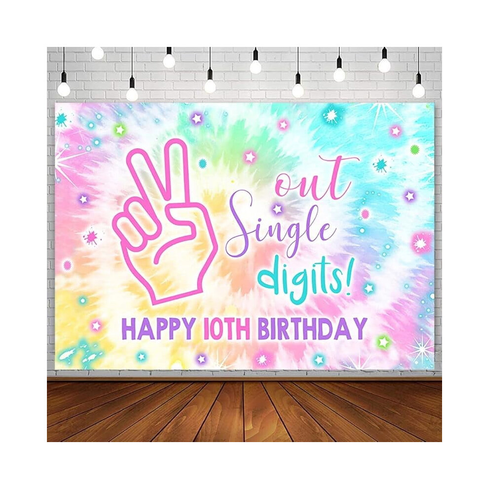 Birthday Party Decorations Tie-Dye Rainbow Banner 10Th Pink 946140719078