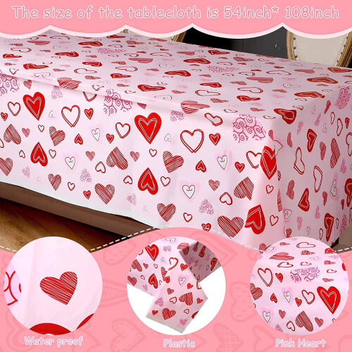 Valentine's Day Tablecloth Heart Design 3 Pack 54x108 Inch 2