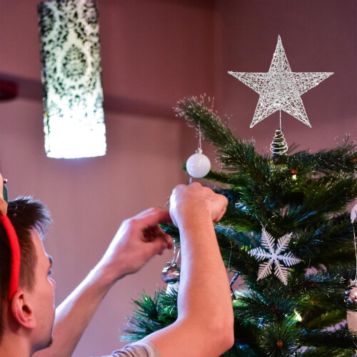 Christmas Tree Topper Star Lighted 10 Inches Silver 1