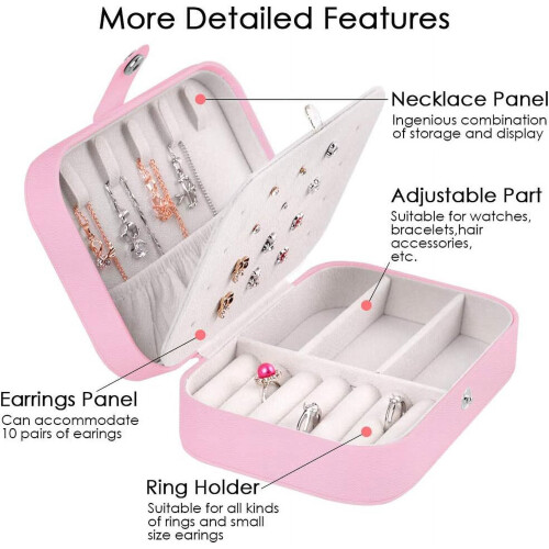 Jewelry Box Leather Travel Case 2-Layer Pink 2
