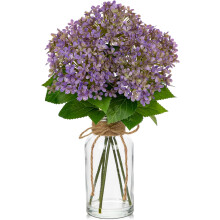 Künstliche Hortensien im Glasvase Realistische Dekoration 25 cm Lila — kunstblumen, hortensie im topf, tischdeko