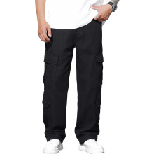 Men's Baggy Cargo Jeans Loose Cotton Y2K Streetwear Black XS — men's cargo pants, men's baggy jeans