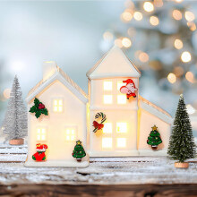 LED Ceramic Christmas House 12x10x7.5 cm - White Winter Decoration — ceramic led house, christmas decoration