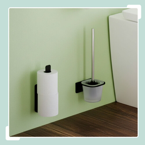 Self-Adhesive Toilet Roll Holder, Matte Black, Holds 2 Rolls 1