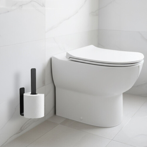 Self-Adhesive Toilet Roll Holder, Matte Black, Holds 2 Rolls 2