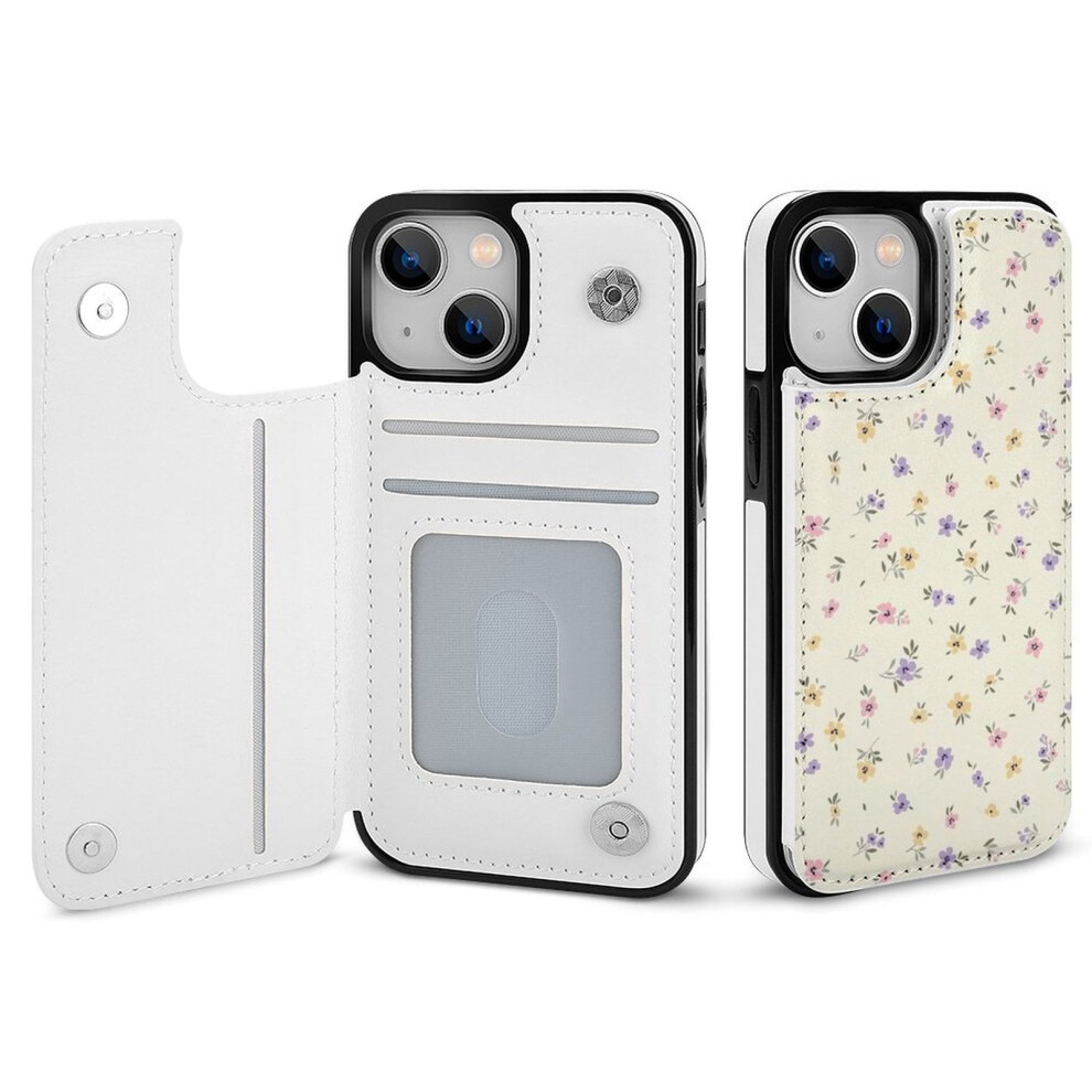 Floral Iphone 14 Wallet Case Pu Leather Folio 9370362158079