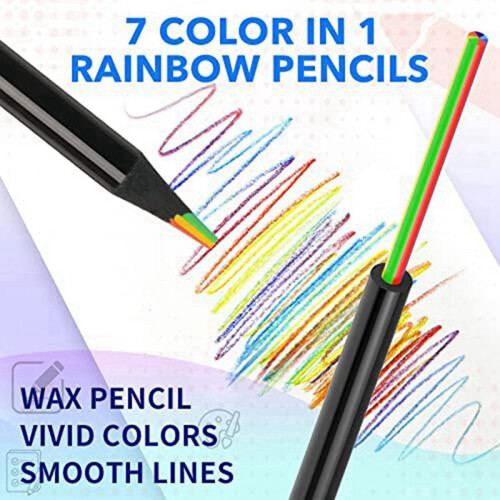 Rainbow Wooden Colored Pencils 7-Color 12-Pack 1