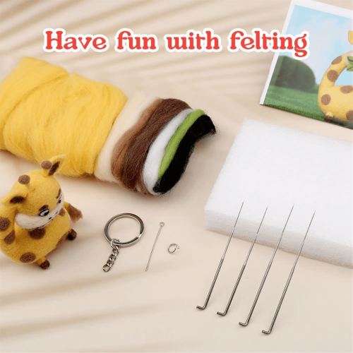 Giraffe Needle Felting Kit for Beginners with Tools and 2
