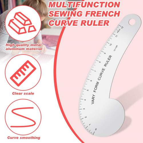 French Curve Ruler Solid Metal 12 Inch 2