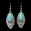 Flower Leaf Dangle Earrings Turquoise Hook 1 Pair 3