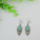 Flower Leaf Dangle Earrings Turquoise Hook 1 Pair 4