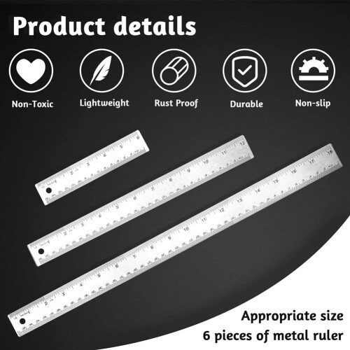 Stainless Steel Ruler with Cork Backing 3-Piece Set 1