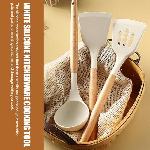 White Silicone Kitchen Tools Heat Resistant 6-Piece 2