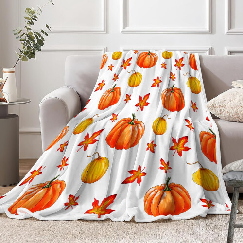 Halloween throw blanket orange leaf design 50x60 inches 1