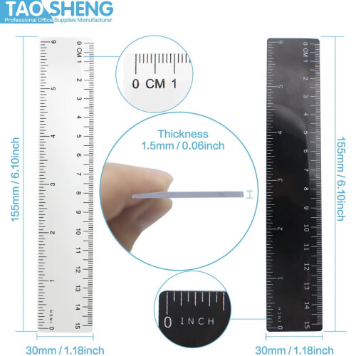 Plastic Straight Ruler 15 cm Dual-Scale Set 2 pcs 1