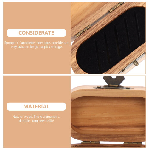 Wooden Guitar Pick Box Storage Organizer Case 2
