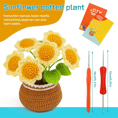 Crochet Kit for Beginners Sunflower Pattern 1 Set 2