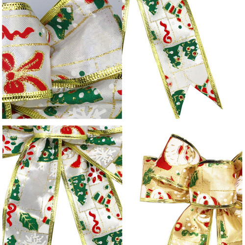 Gold Christmas bow hanging decoration 20 cm 2