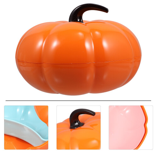 Pumpkin-shaped plastic storage box orange 1 pc 2
