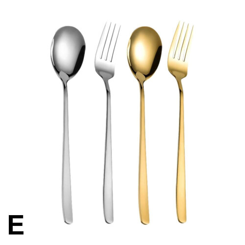 Gold Stainless Steel Fork Spoon Long Handle 1pc 2