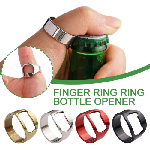 Silver bottle opener ring stainless steel 1pc 2