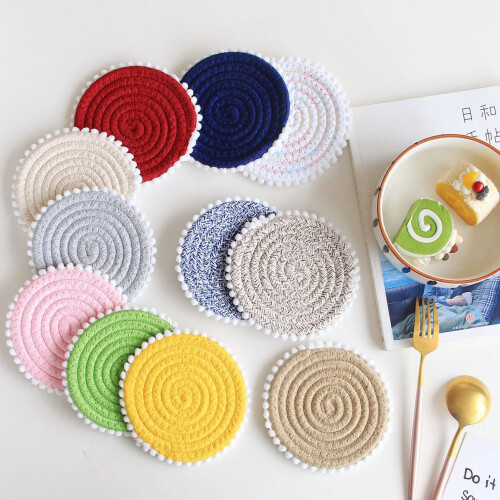 Bomullsrep Coaster Matta Värmeisolerad Miljövänlig 4-pack 2