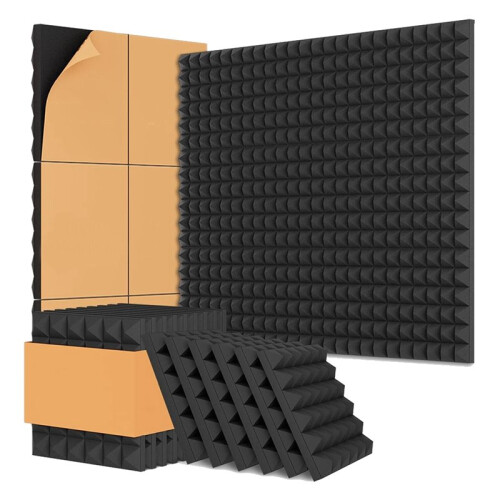Pacote com 16 Painéis de Espuma Acústica, Painéis de Espuma À Prova de Som de 12x12x2 Polegadas para Paredes, Painéis de Som com Autoadesivo 1