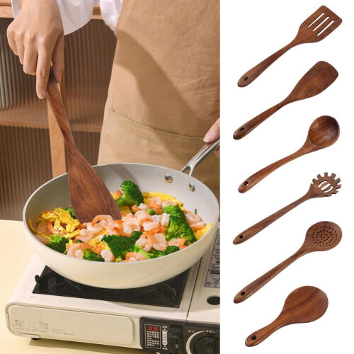 Acacia Wood Round Rice Spoon with Long Handle 2