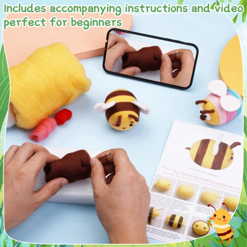 Needle Felting Kit Ladybug Bee 12-Piece Wool Supplies 2