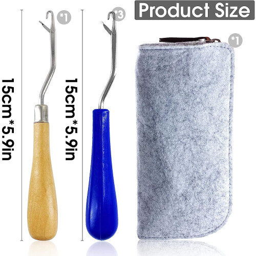 Latch Hook Tools Wooden Plastic Blue Handle 4 Pack 1