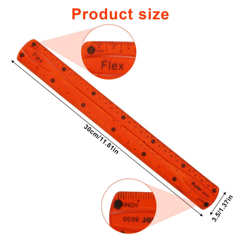 Flexible Silicone Ruler cm inch 12 inch 3 pcs 1