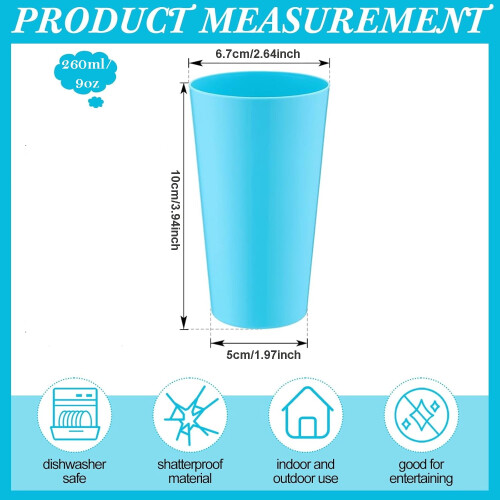 Plastic Reusable Tumblers 9 oz Set of 12 1