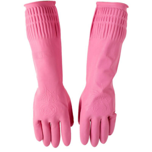 Rubber Cleaning Gloves Kitchen Dishwashing Waterproof 2