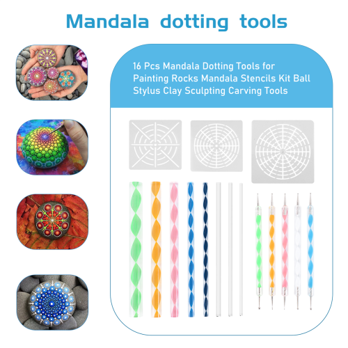Mandala dotting tools set for rock painting, 16 pcs 2