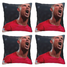 2022 WK FIFA Cristiano Ronaldo Kussenhoezen 4 stuks, 45 x 45 cm, Zachte kussenhoezen voor thuis, bank, autodecoratie