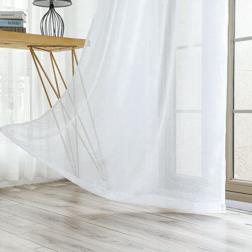 White sheer curtains 4-panel 84-inch rod pocket 1