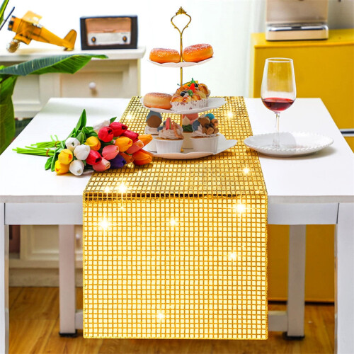 Disco party tablecloth shiny mirror foil runner 2