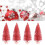 Mini Artificial Christmas Tree with Wood Base 2pcs Red 4