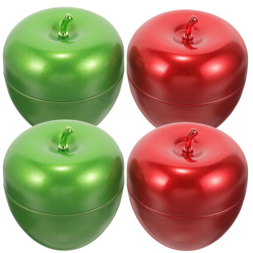 Apple-Shaped Tea Canisters with Lids - 8pcs Red Green 2