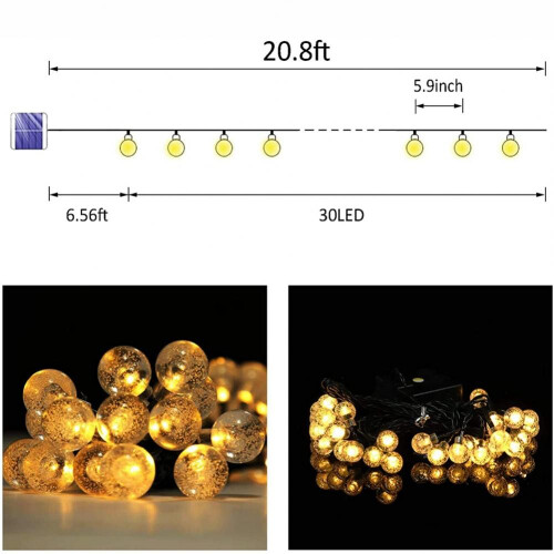 Solar String Lights Outdoor 30 LED 21.3FT 8 Modes Waterproof 2