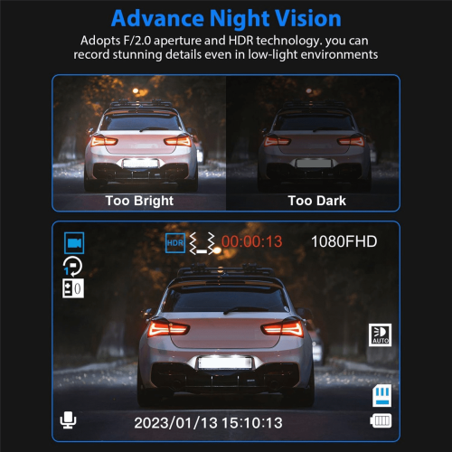 Car Dash Cam 1080P Triple Channel with G-Sensor 2
