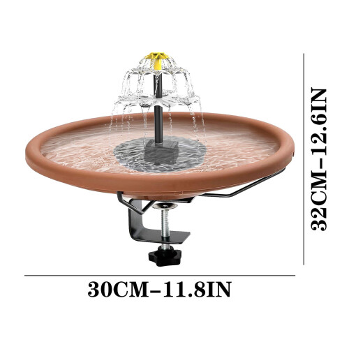 Glass Bird Bath Bowl for Deck Railings with Solar Pump and 1