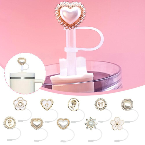 Pearl Dust Cap PVC Soft Glue Straw Cover 1pc 2