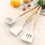 White Silicone Kitchen Utensils Set with Wooden Handle 3PCS 7